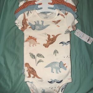 Carter's Cream and Blue Dinosaur Bodysuit